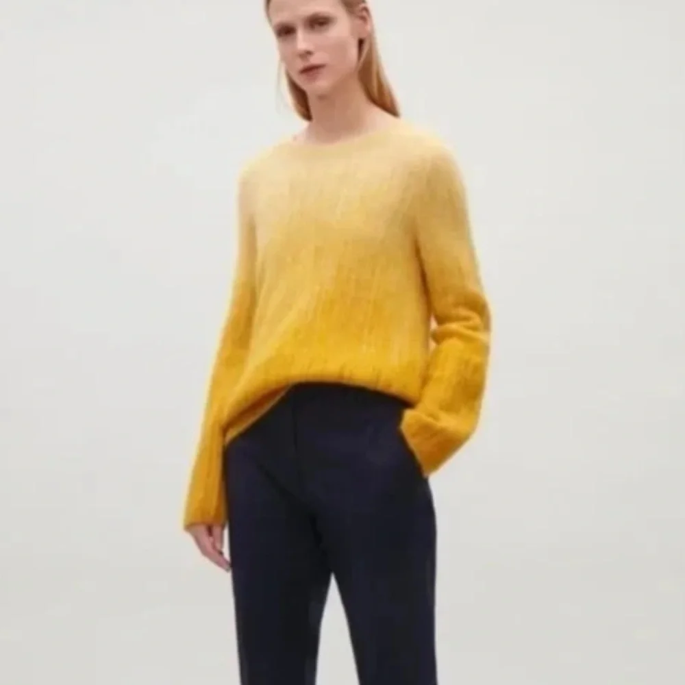 COS Yellow Ombre Mohair Crewneck Sweater Jumper Large - Picture 2 of 8